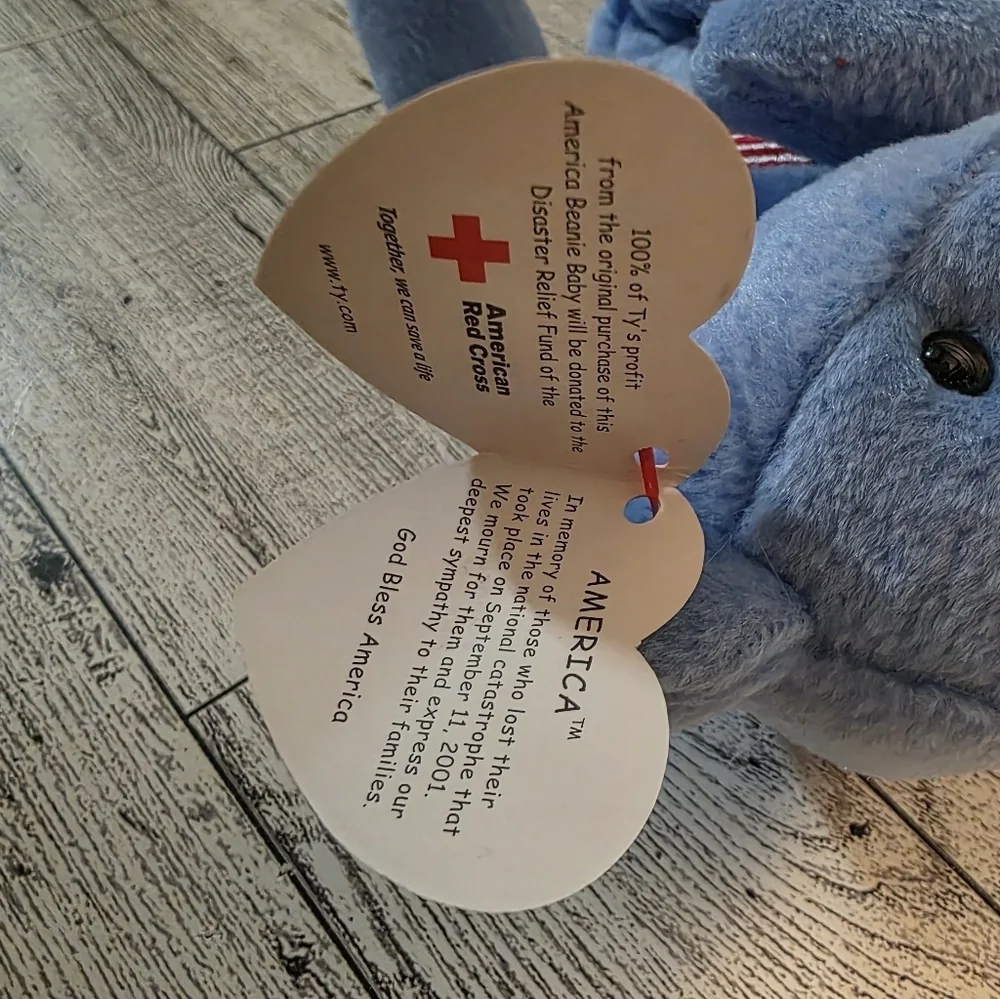Ty America Blue Plush Bear Toy